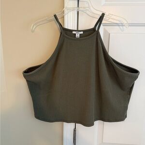 Bar III Green Crop Tank Top Relaxed Fit